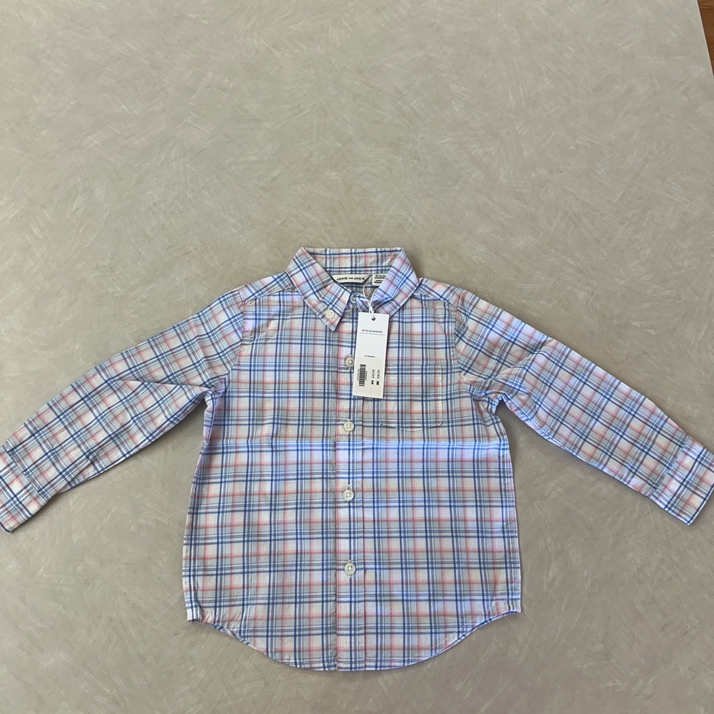 Janie and Jack Blue and Pink Button Down Shirt